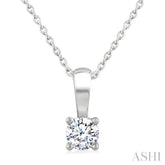 1/4 Ctw Prong Set Round Cut Diamond Solitaire Pendant With Chain in 14K White Gold